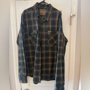 DIXXON Green and Brown Plaid Casual Button Down Shirt
